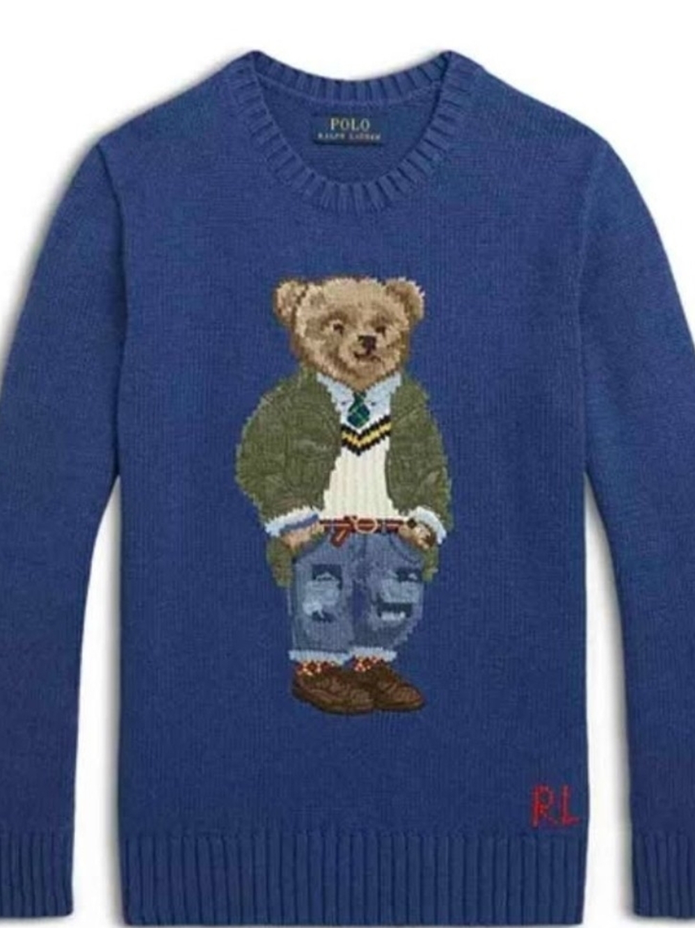 Ralph Lauren Blue Bear Intarsia Crewneck Sweater
